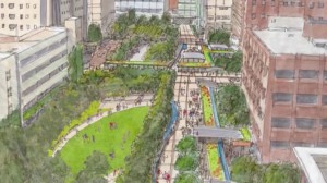 Artist rendering of plans for Doughty Pedestrian Mall and Greenway